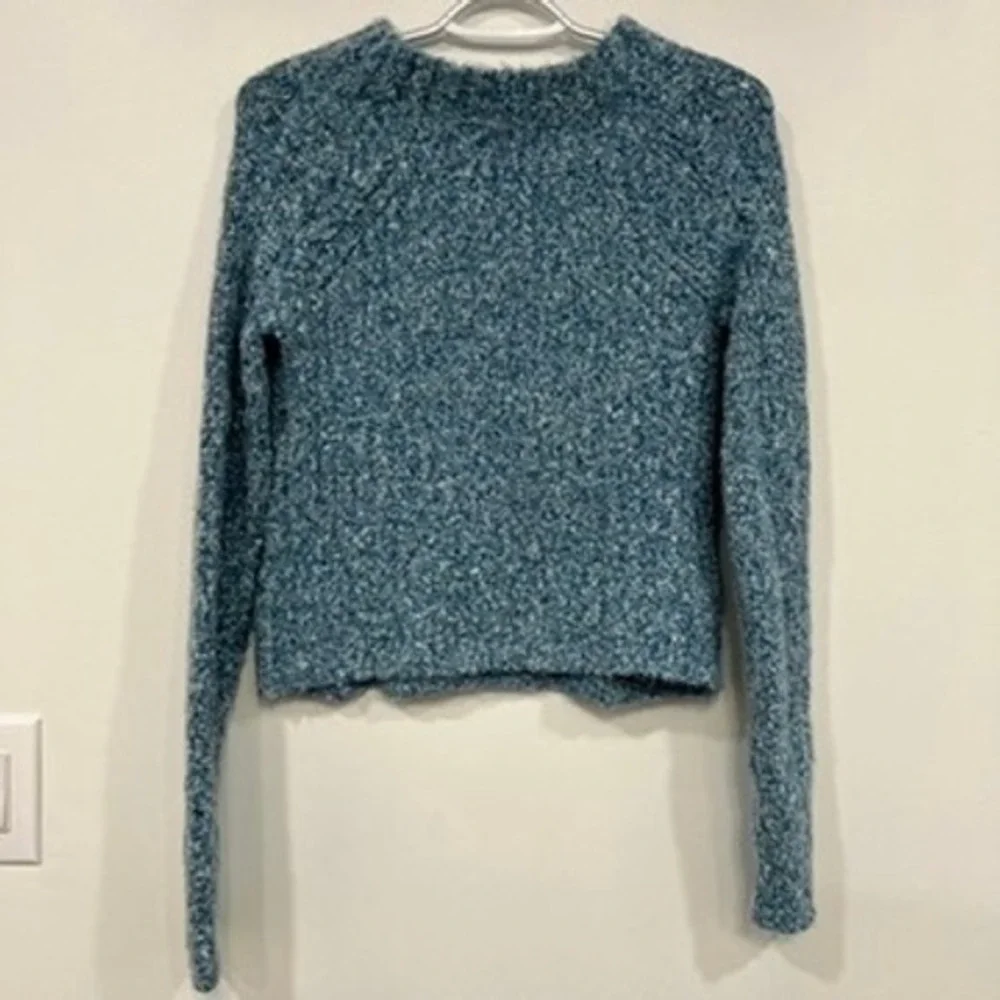 Free People Womens Avalon Sweater Medium Blue Speckled Crewneck Knit - Picture 3 of 6